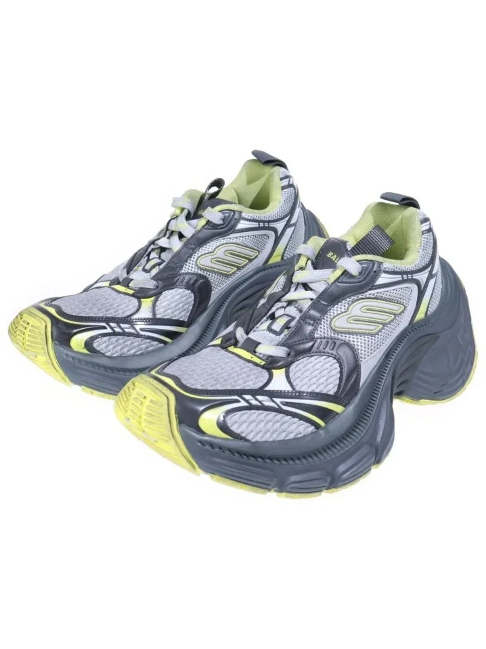 Balenciaga Sneaker Mesh Chunky Sole Low Cut Sneakers Gray Yellow - Picture 2 of 6